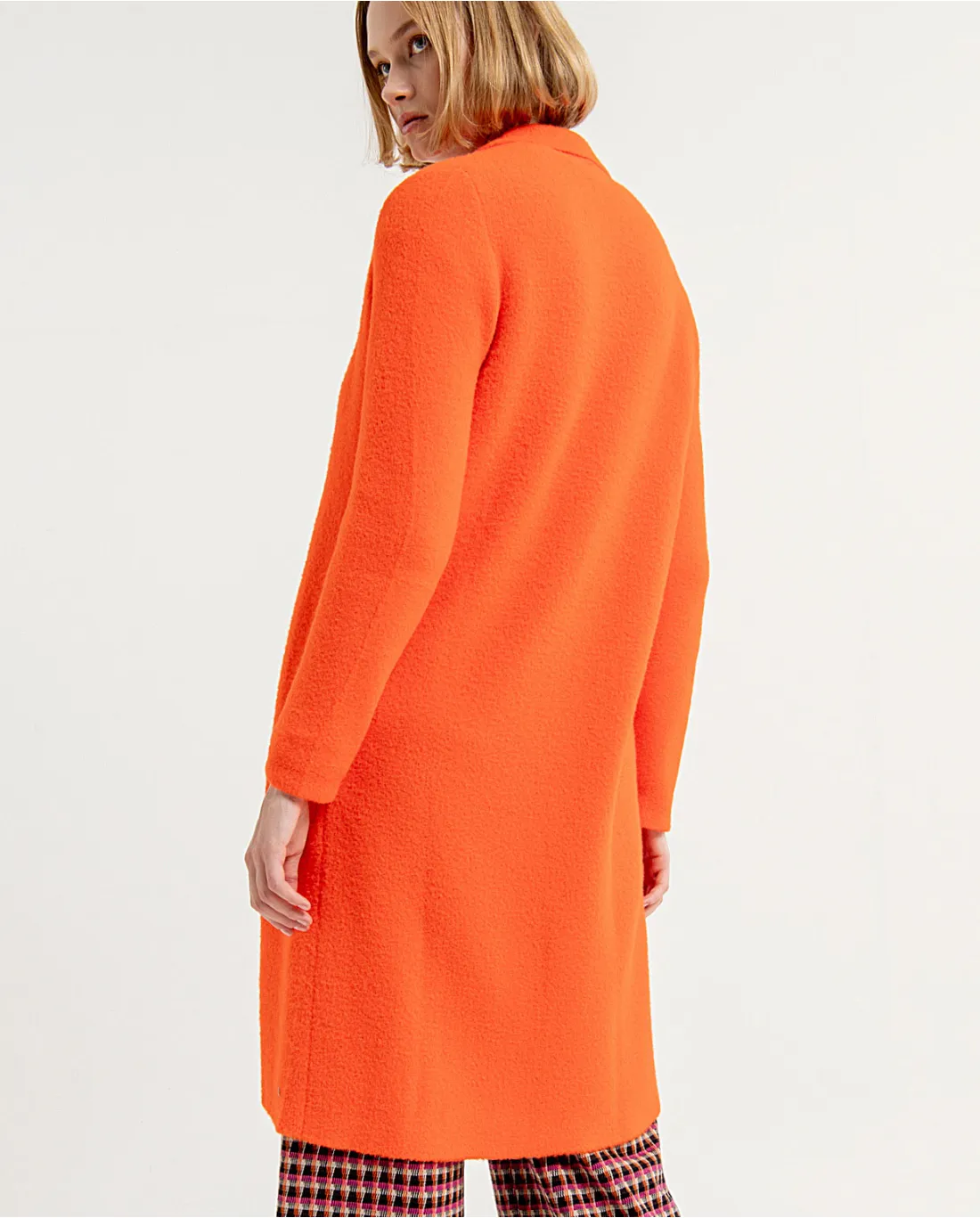 331- Knitted Coat w/ Lapel Collar- Orange- Surkana