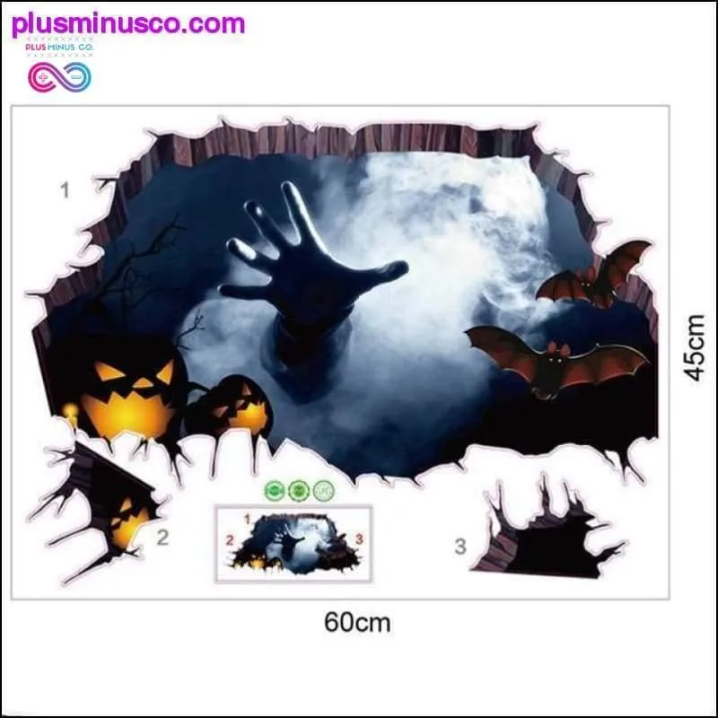 3D Broken Wall Stickers Halloween Decorations Pumpkin Wall