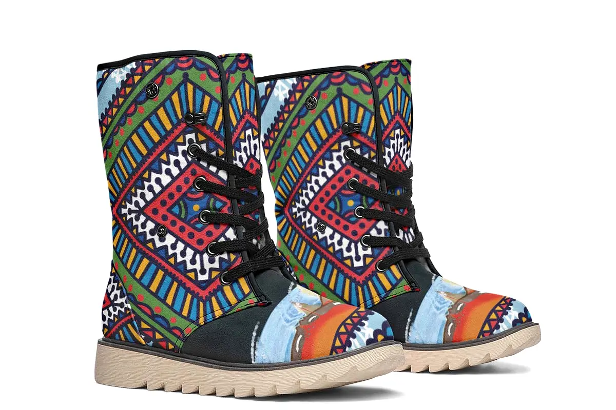 Abstract Tectonic Plates Polar Vibe Boots