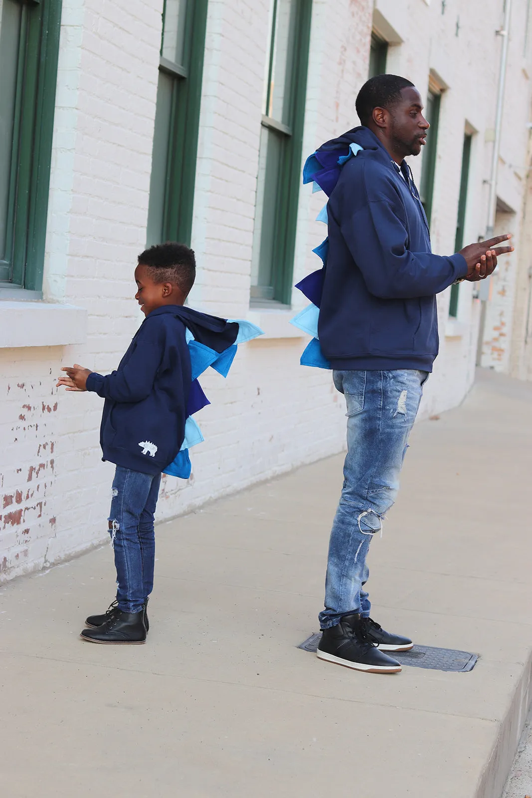 Adult Dinosaur Hoodie - Navy Ombre