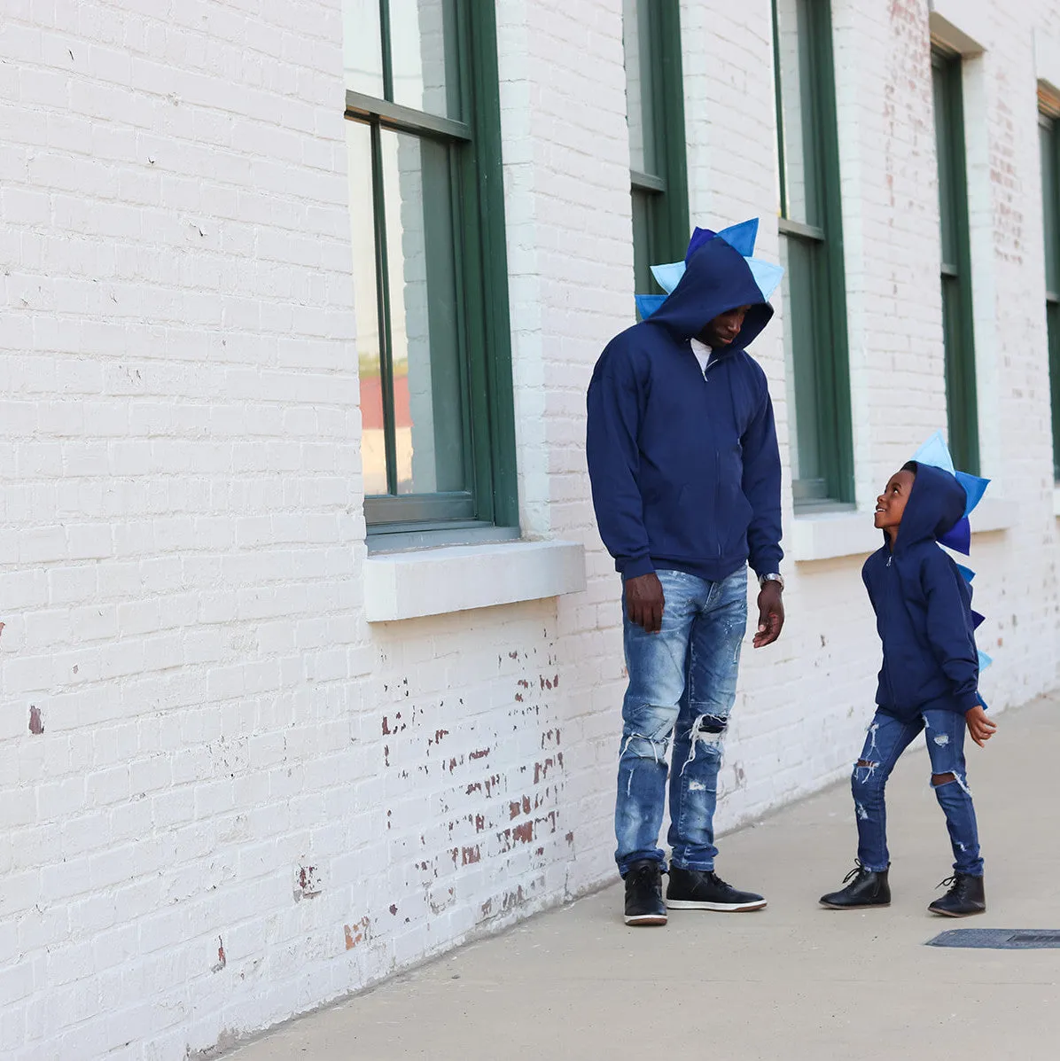 Adult Dinosaur Hoodie - Navy Ombre