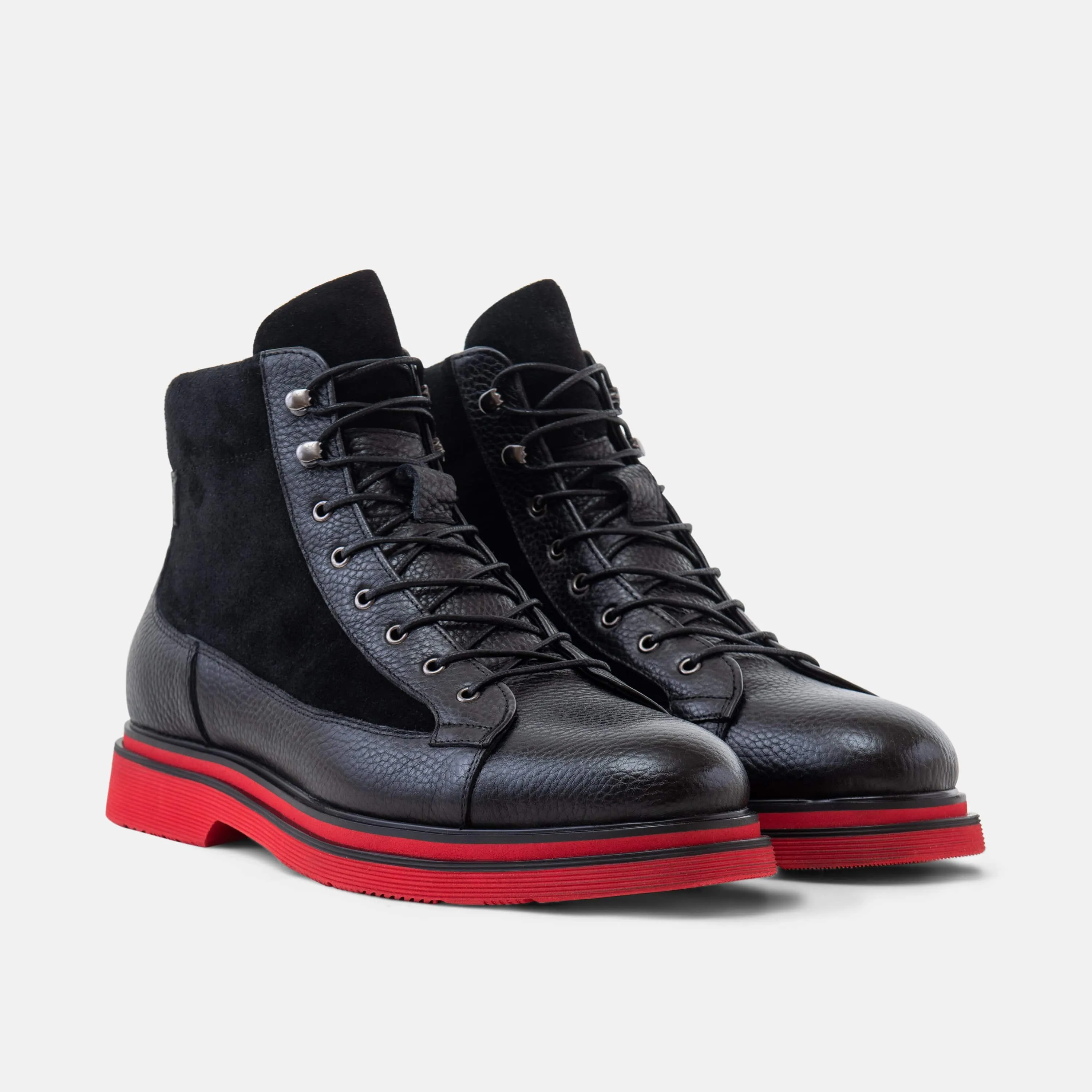 Aiden Black Leather Combat Boots