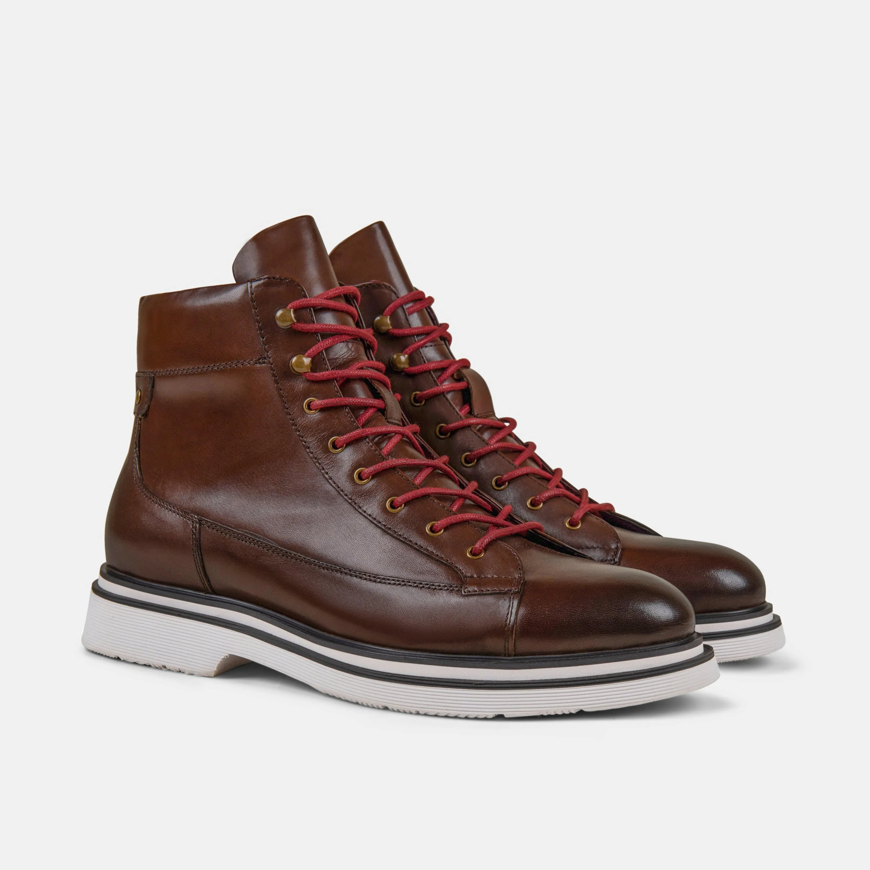 Aiden Chocolate Leather Combat Boots