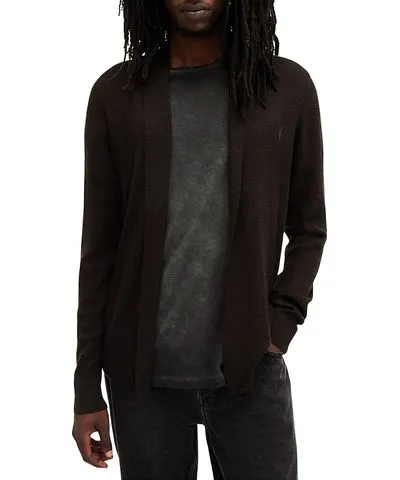 Allsaints Mode Regular Fit Merino Wool Open Cardigan Sweater