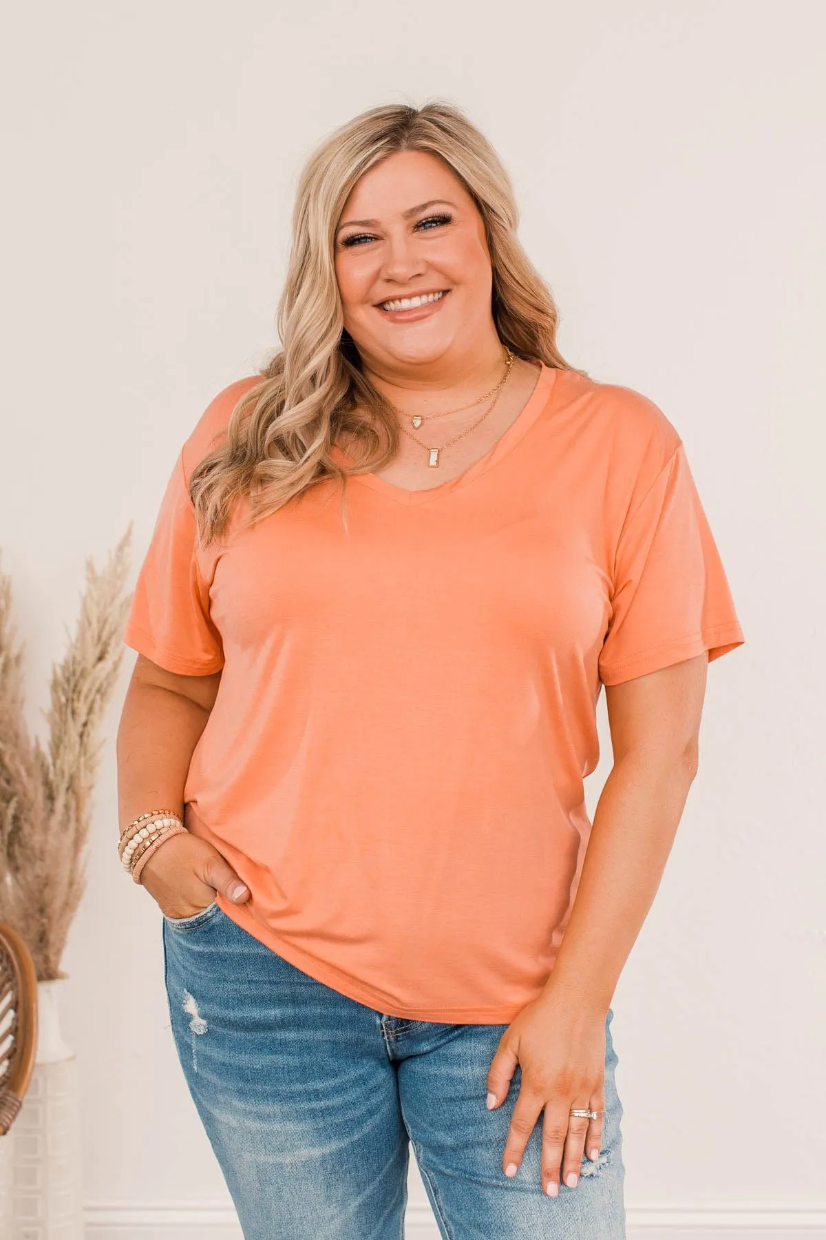 Always Essential V-Neck Top- Sherbert