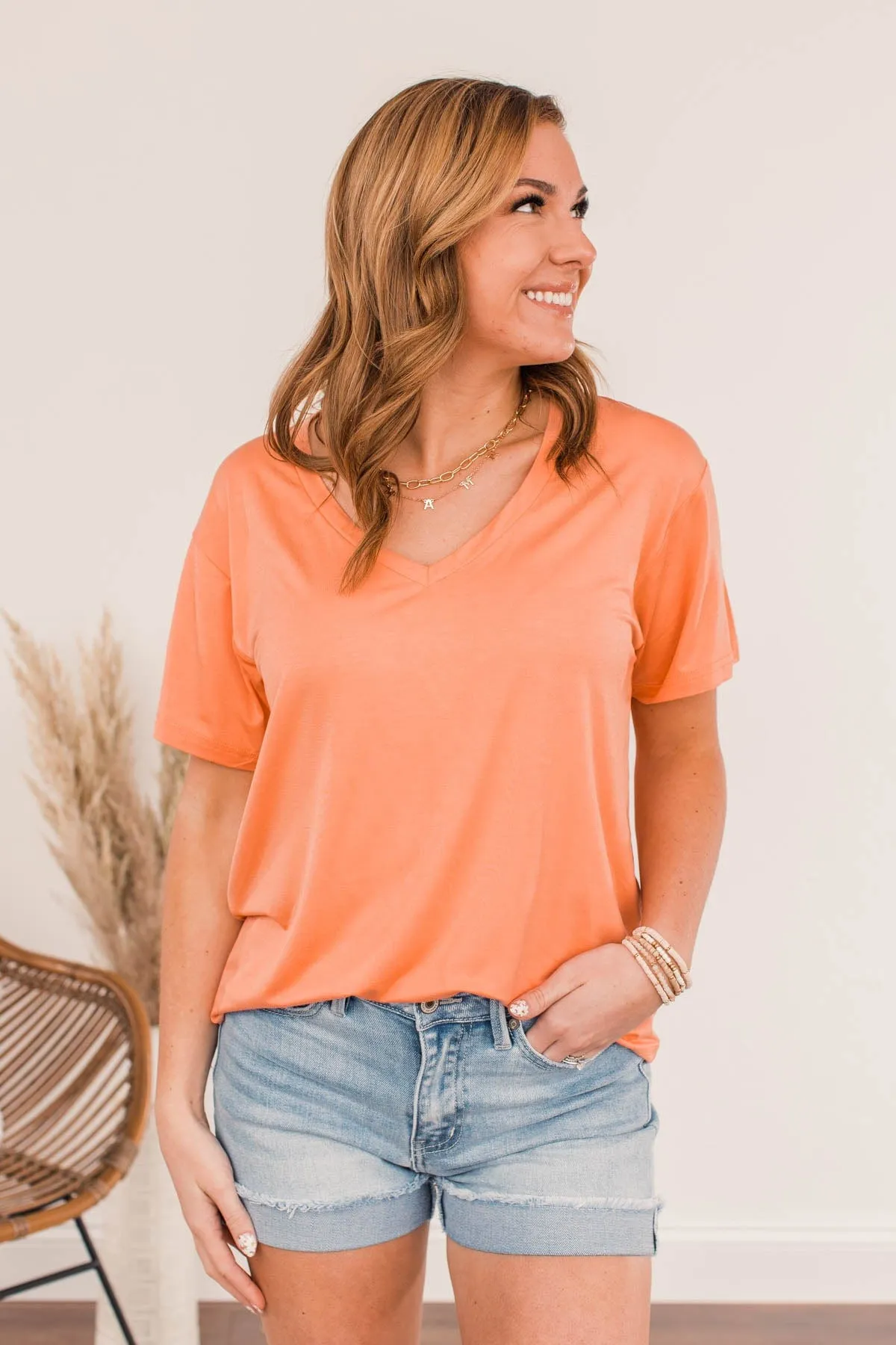 Always Essential V-Neck Top- Sherbert