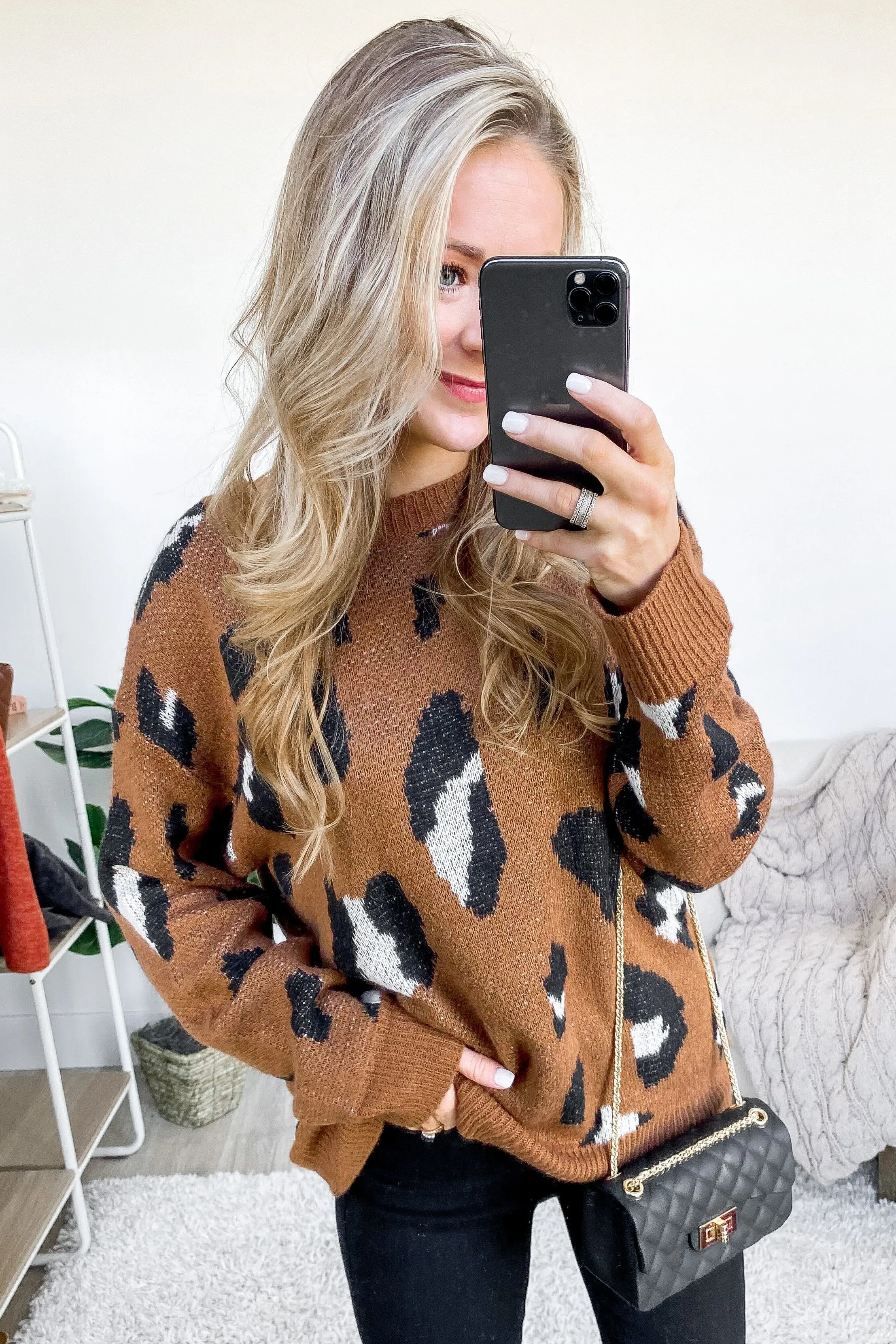 Anywhere We Go Animal Print Sweater- Brown