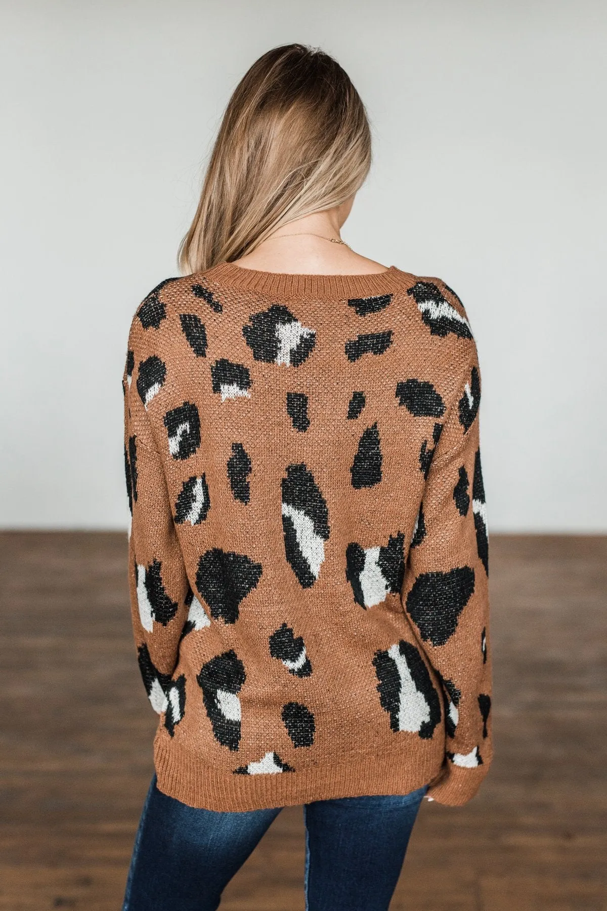 Anywhere We Go Animal Print Sweater- Brown