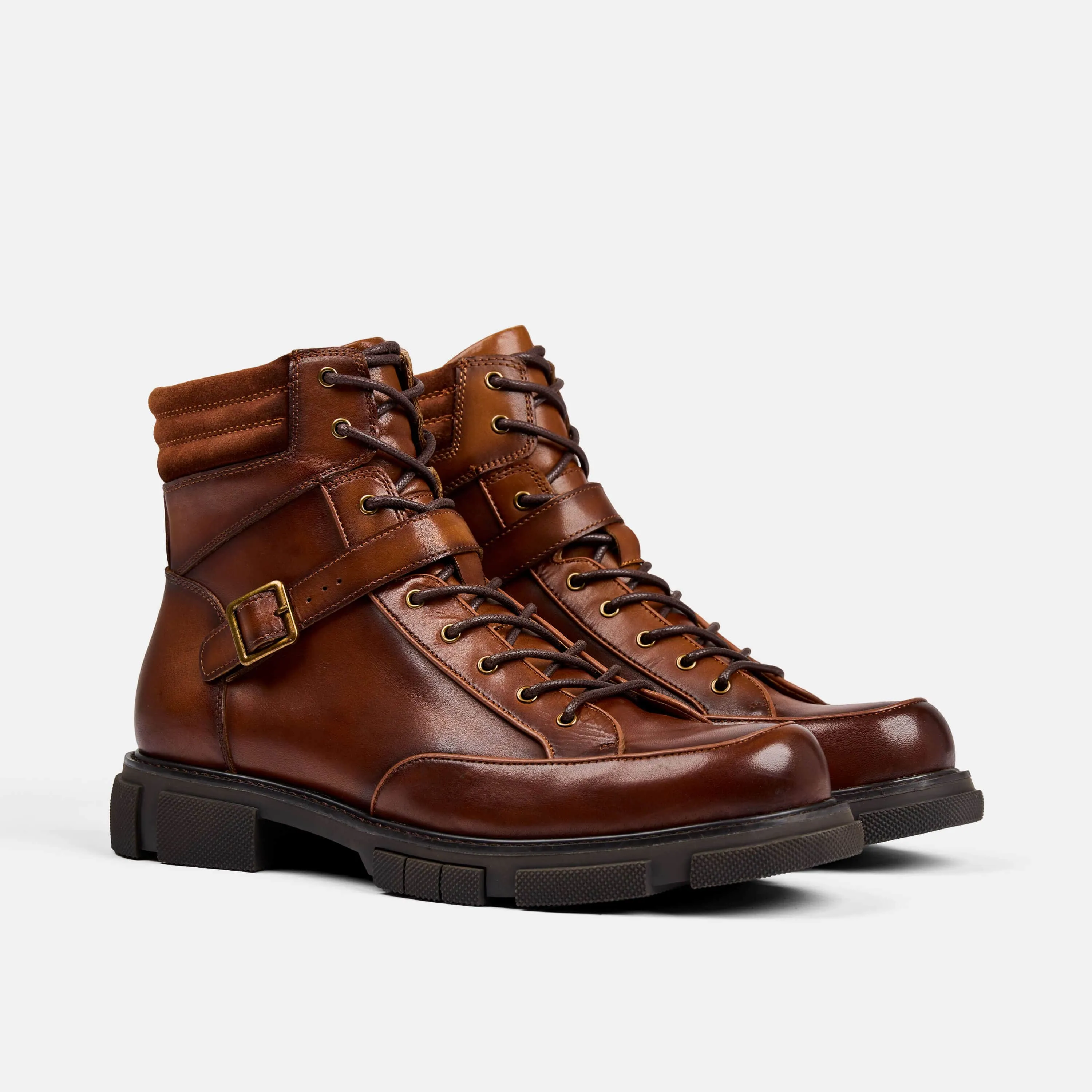 Atlas Brandy Leather Strap Boots