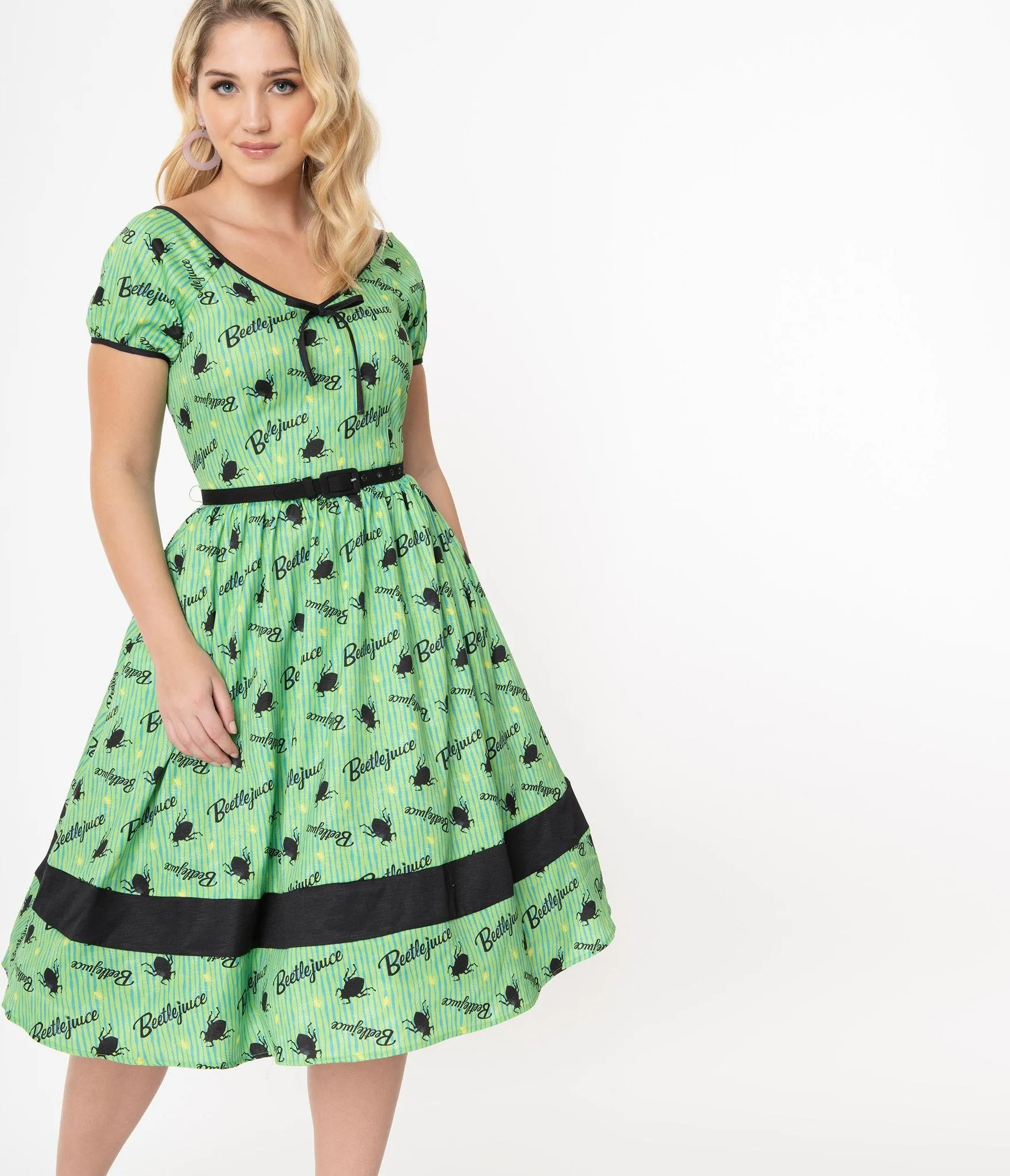 Beetlejuice x Unique Vintage Crawling Critters Print Hannah Swing Dress