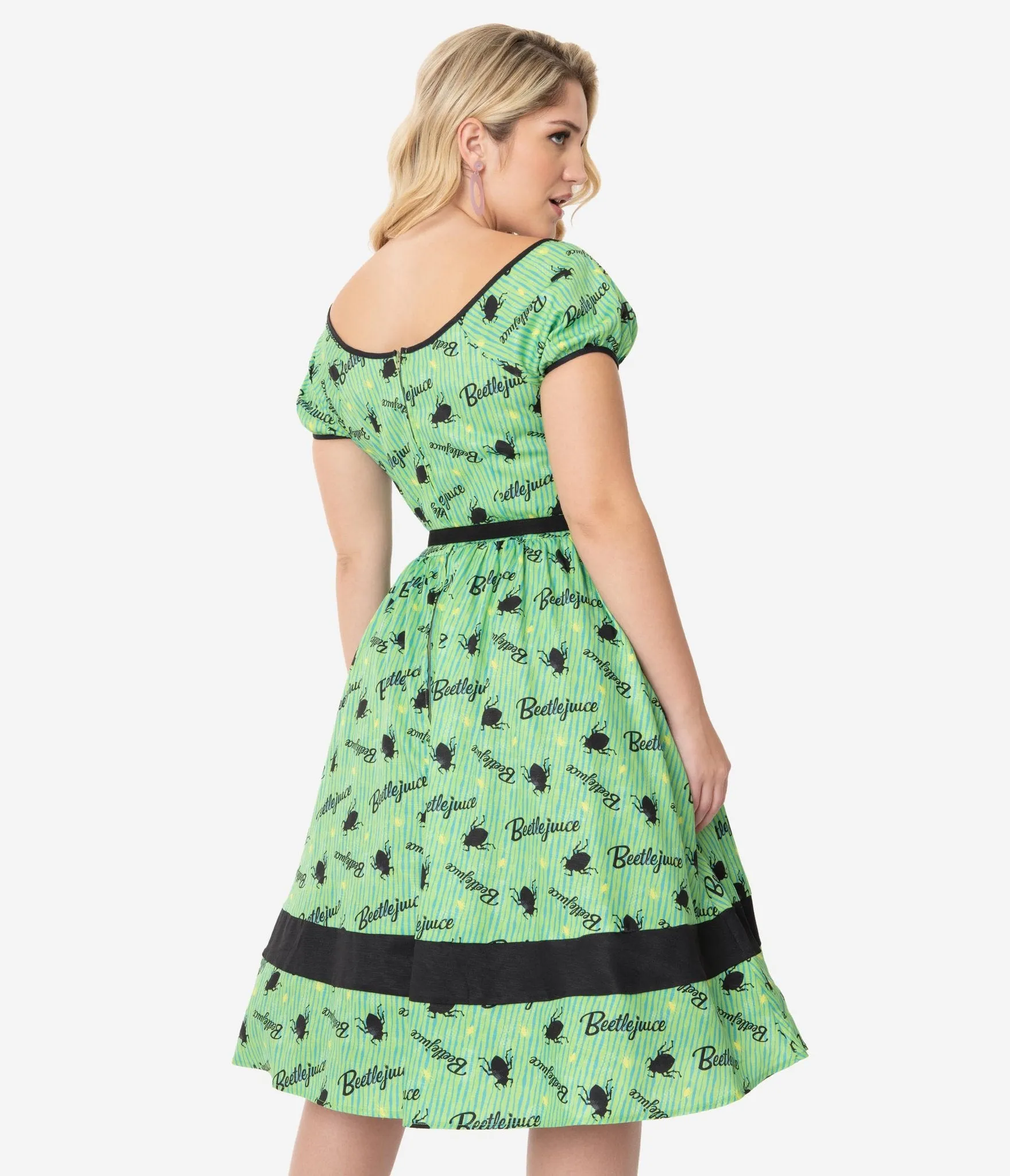 Beetlejuice x Unique Vintage Crawling Critters Print Hannah Swing Dress