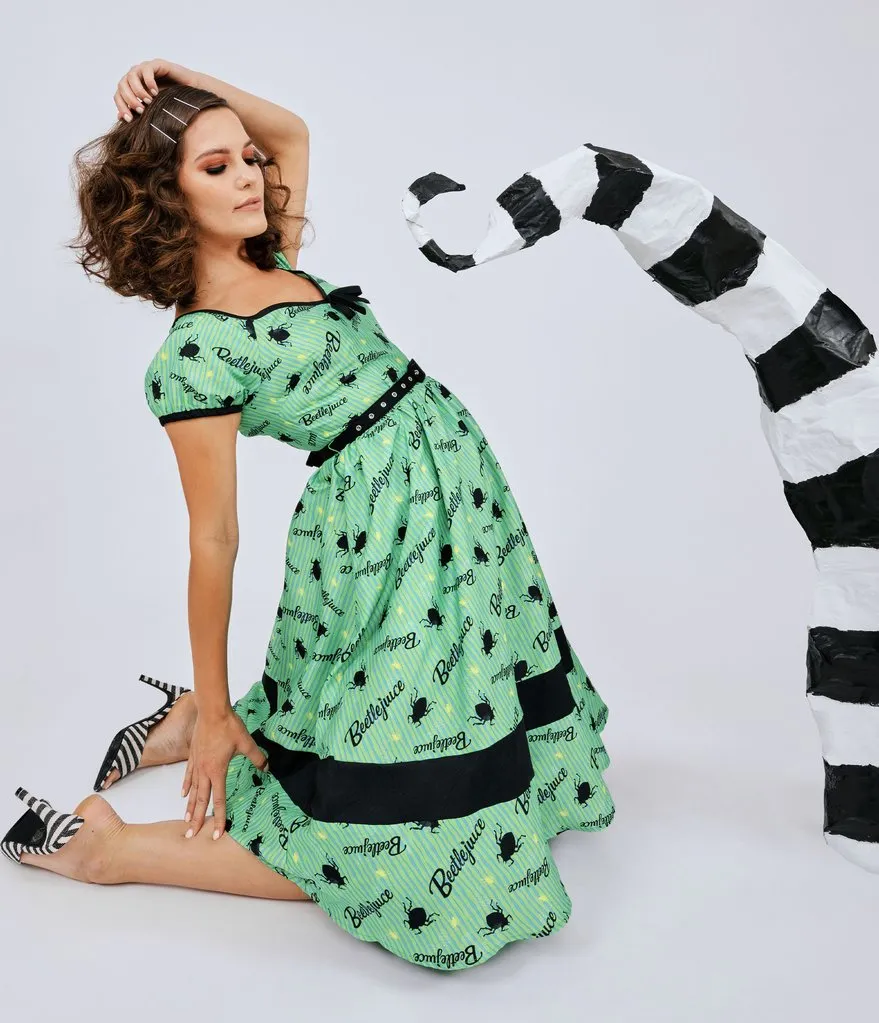 Beetlejuice x Unique Vintage Crawling Critters Print Hannah Swing Dress