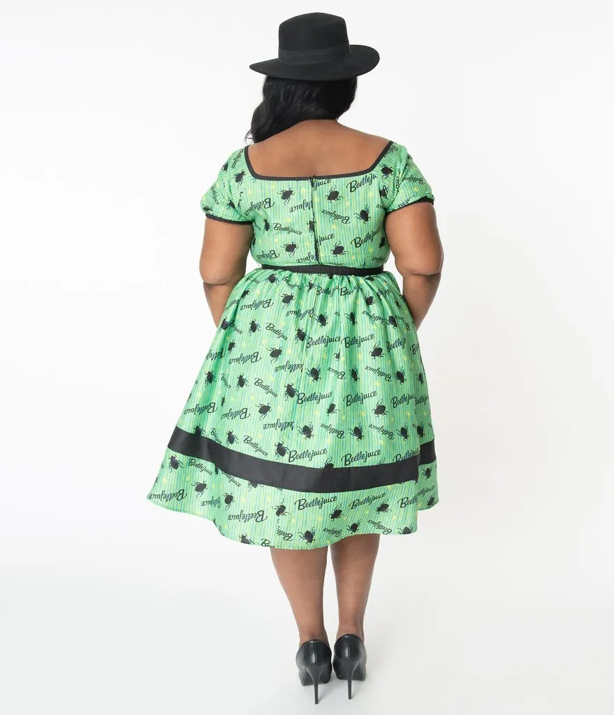 Beetlejuice x Unique Vintage Crawling Critters Print Hannah Swing Dress