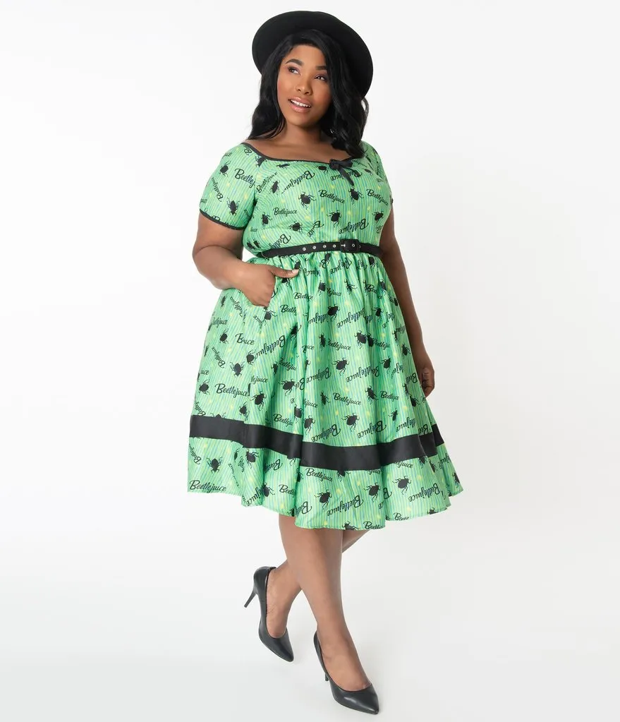 Beetlejuice x Unique Vintage Crawling Critters Print Hannah Swing Dress