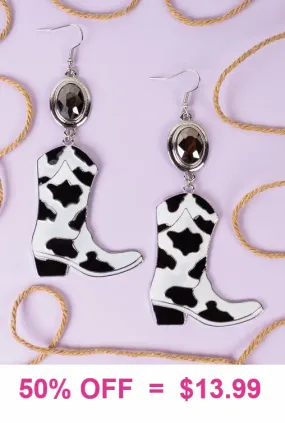 Black & White cowgirl boots earrings