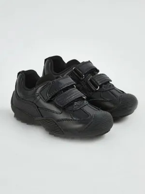 Black Leather Double Strap Scuff Resistant School Shoes | School | George at ASDA