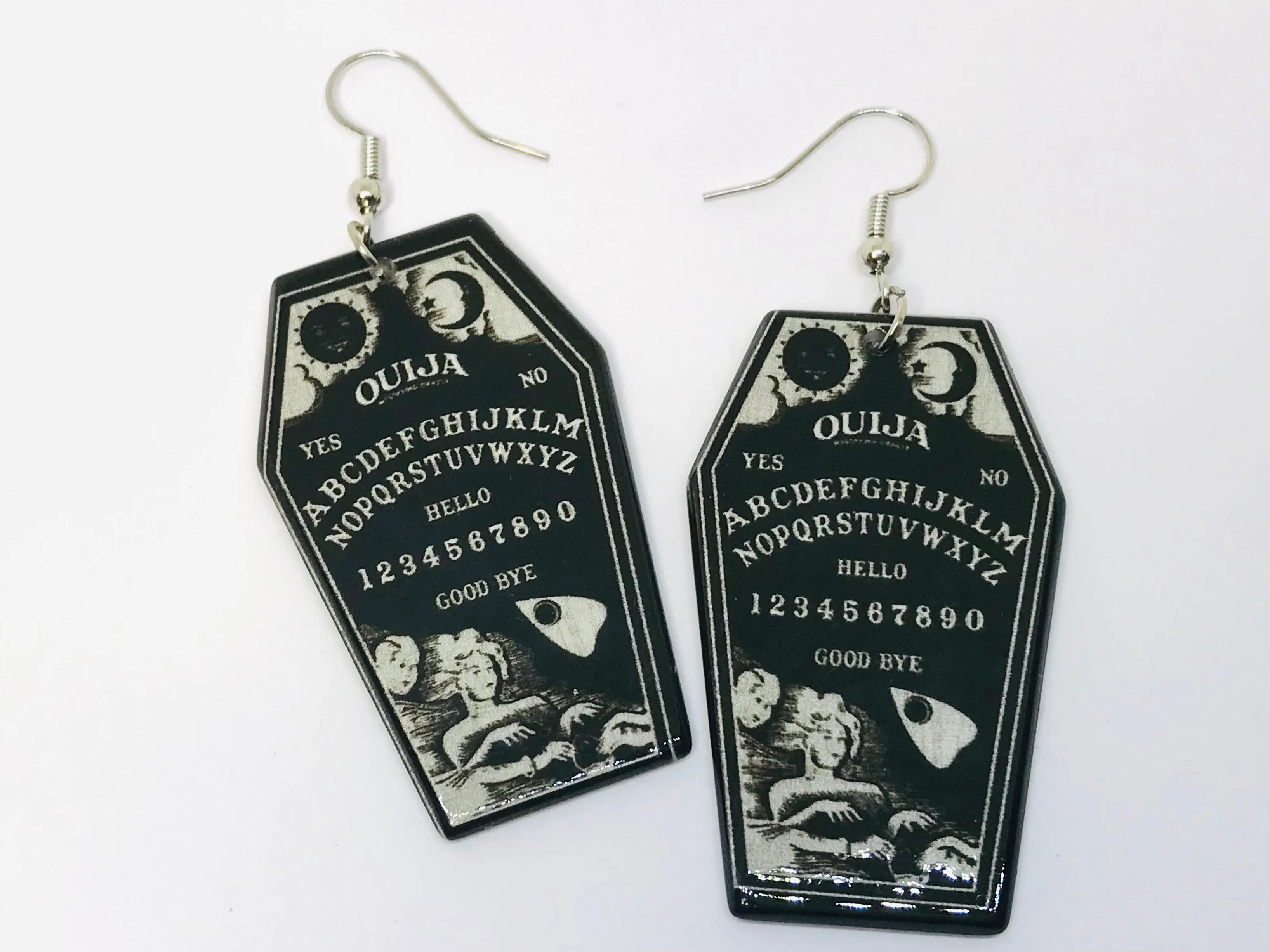 Black Ouija Coffin Acrylic Earrings Horror Halloween wholesale