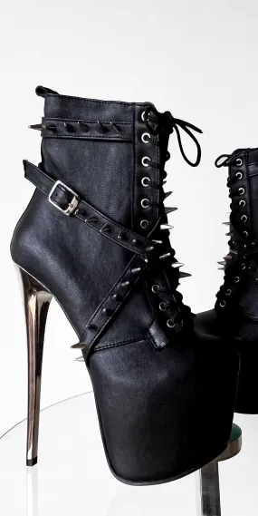 Black Spike Studs Rocker Boots