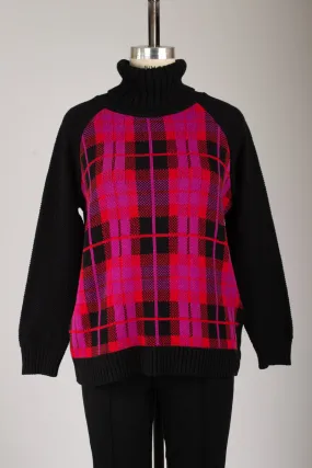 Black/Red/Pink Turtleneck Sweater