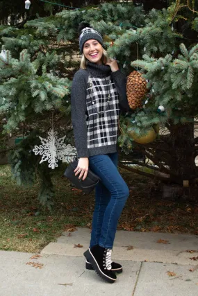 Black/White/Grey Turtleneck Sweater