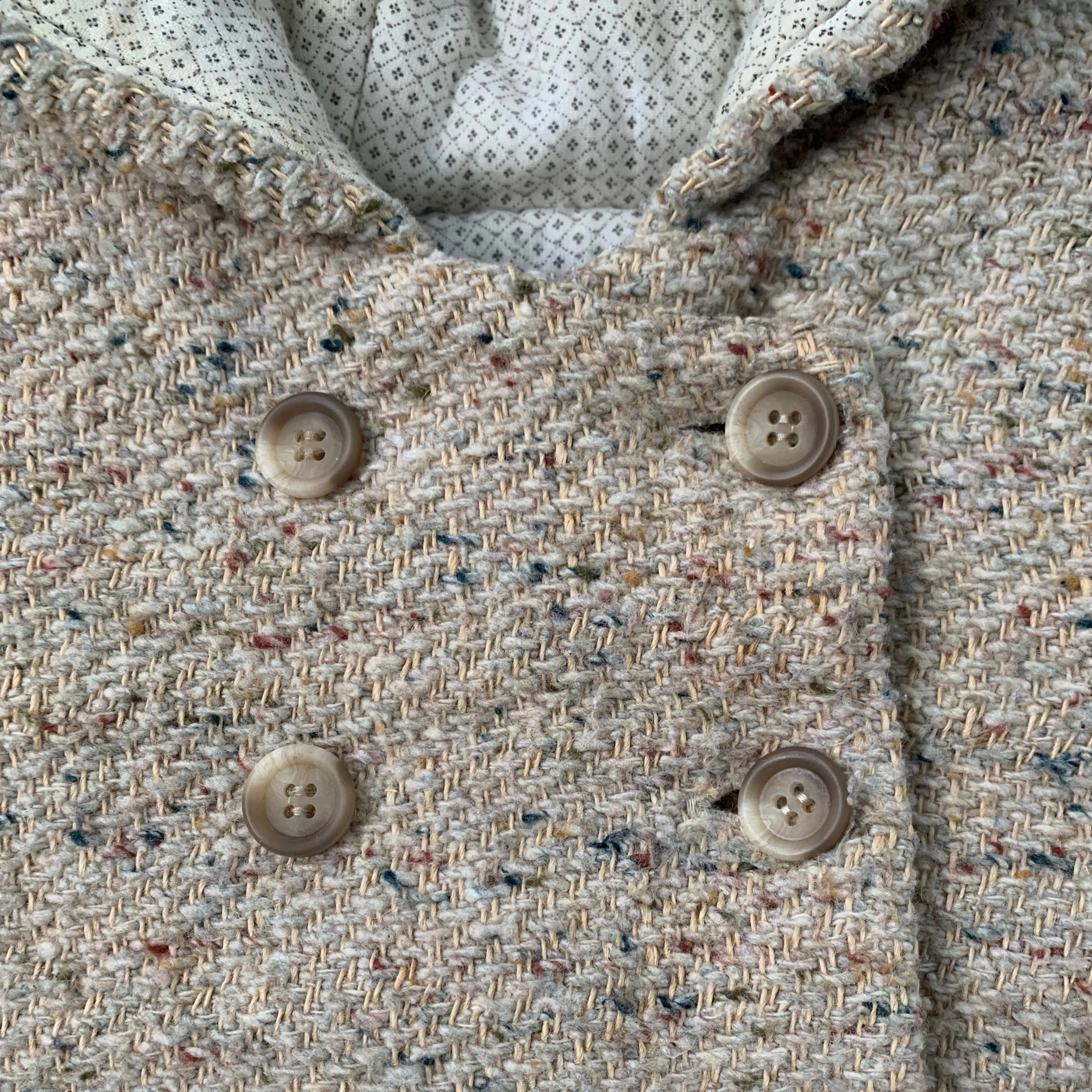 Bonpoint Cream Tweed Coat With Hood: 2 Years