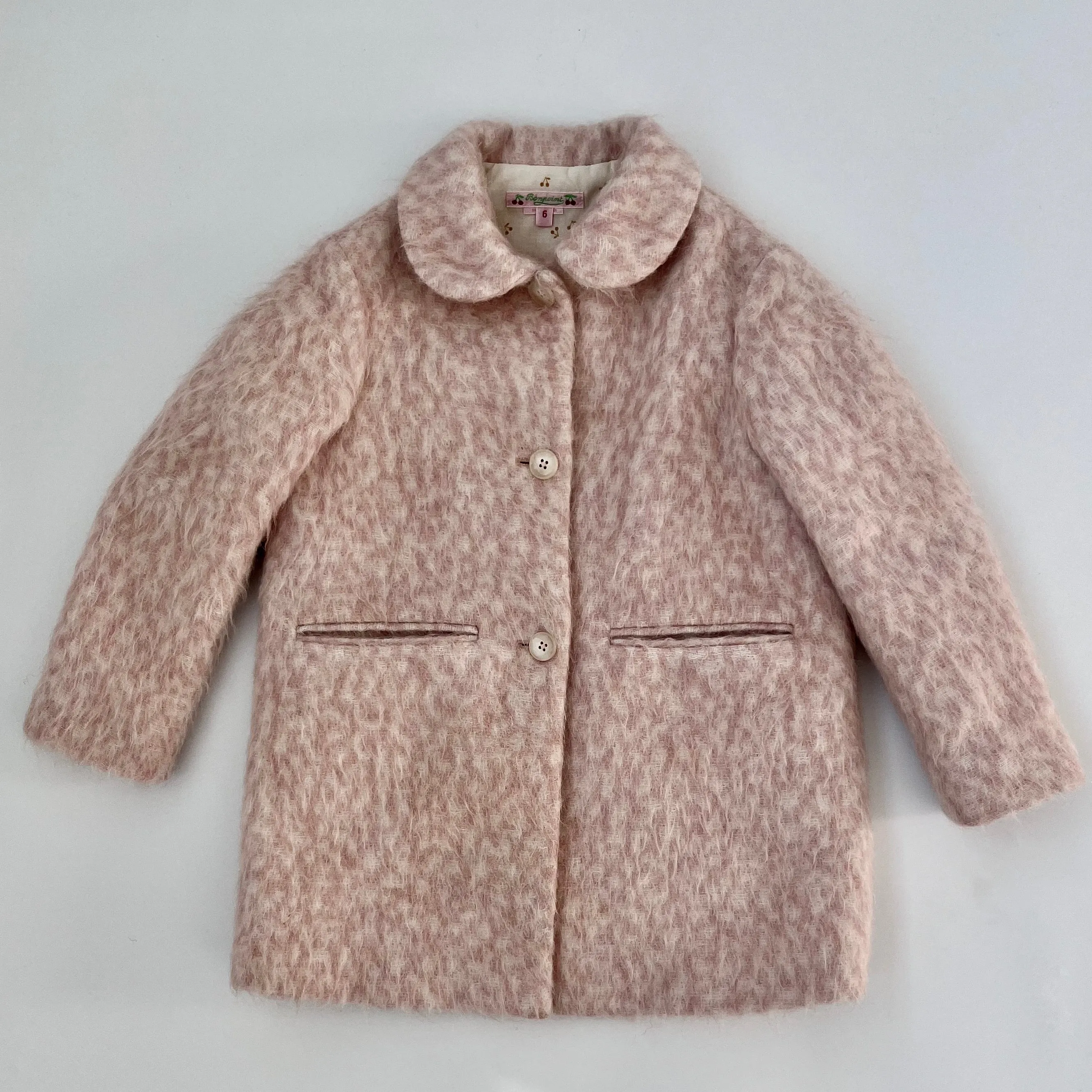 Bonpoint Pink And White Wool Coat: 6 Years