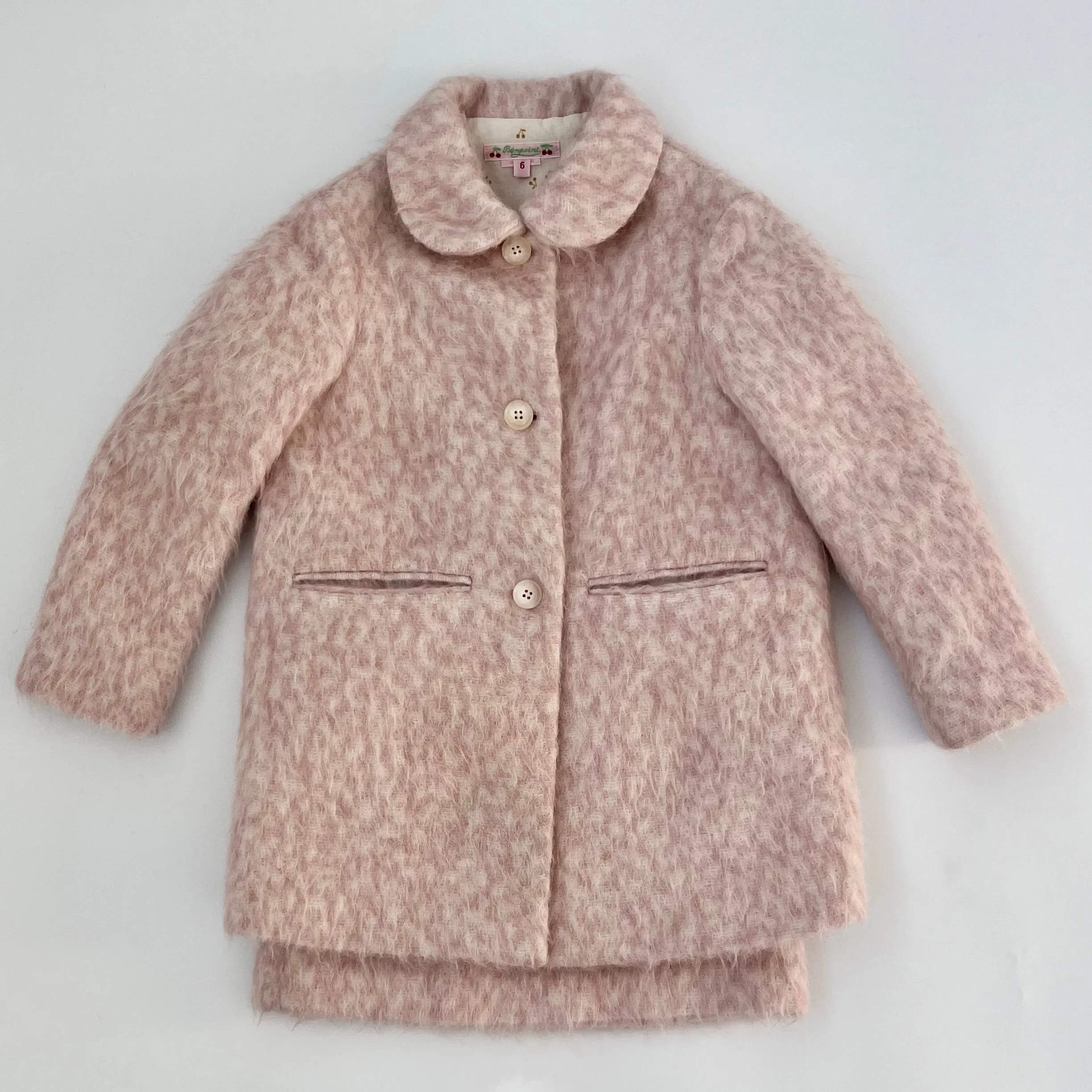 Bonpoint Pink And White Wool Coat: 6 Years