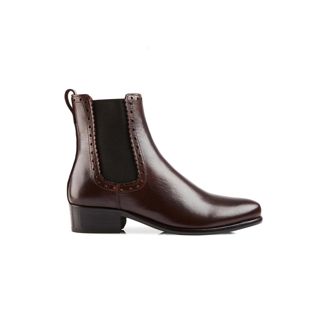 Brogued Chelsea Ankle Boots                             Mahogany