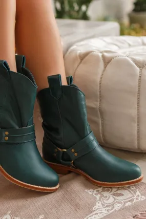 Cali Leather Boots in Emerald