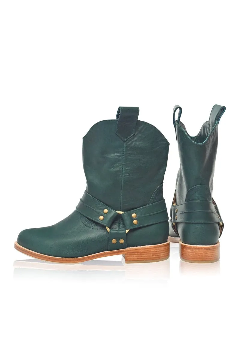 Cali Leather Boots in Emerald