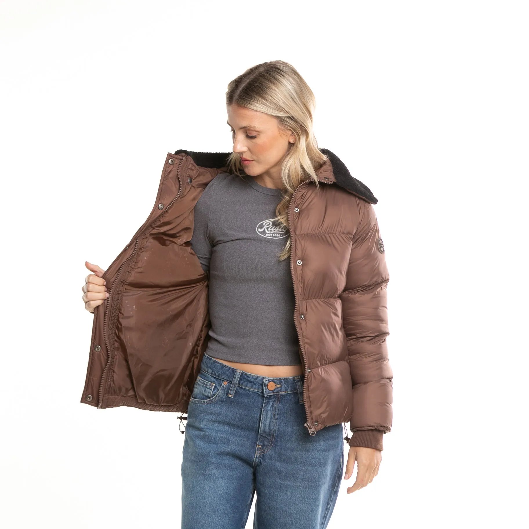 Campera Abrigo Rusty Tender Puffer Coat Ld* Chocolate