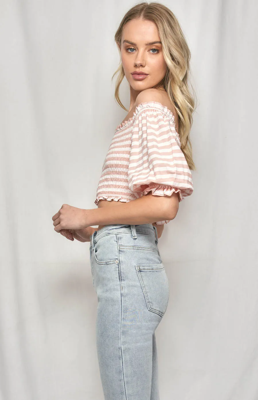 Checked Off the shoulder Top (WTO361B) 