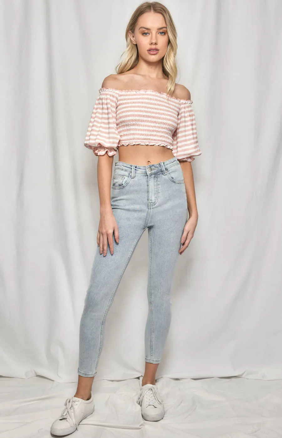 Checked Off the shoulder Top (WTO361B) 