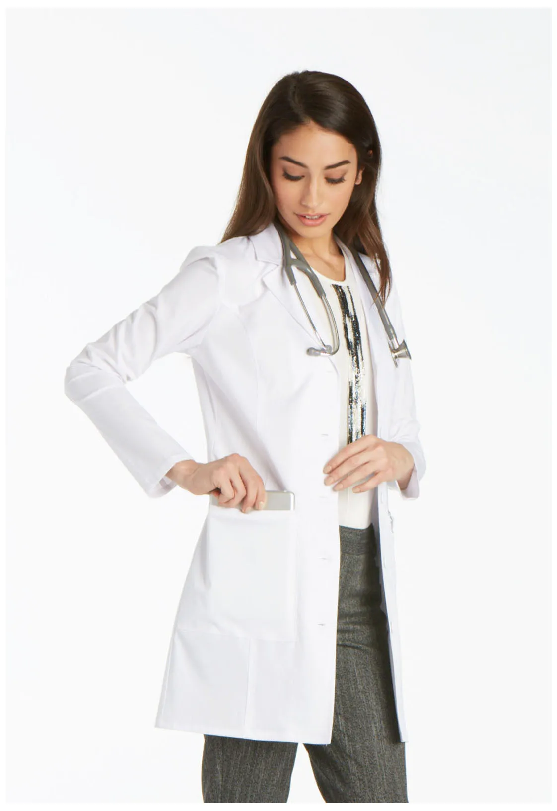 Cherokee Core Stretch 33 Lab Coat in White