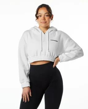 Classic Capital Crop Hoodie - White