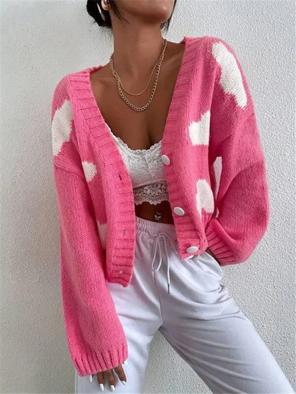 Cloud Crop Women Cardigan Sweater