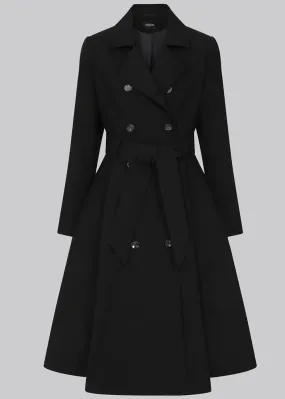 Collectif Korrina 50's Trench Coat Jacket Black