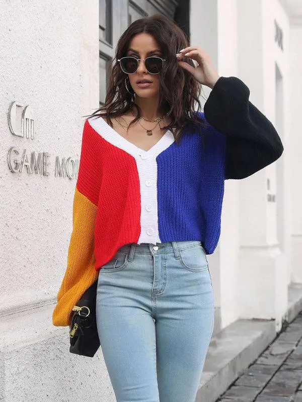 Color Block Cardigan Cardigan Sweater