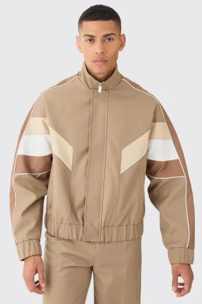 Colour Block Relaxed Fit Tailored Track Jacket | boohooMAN UK