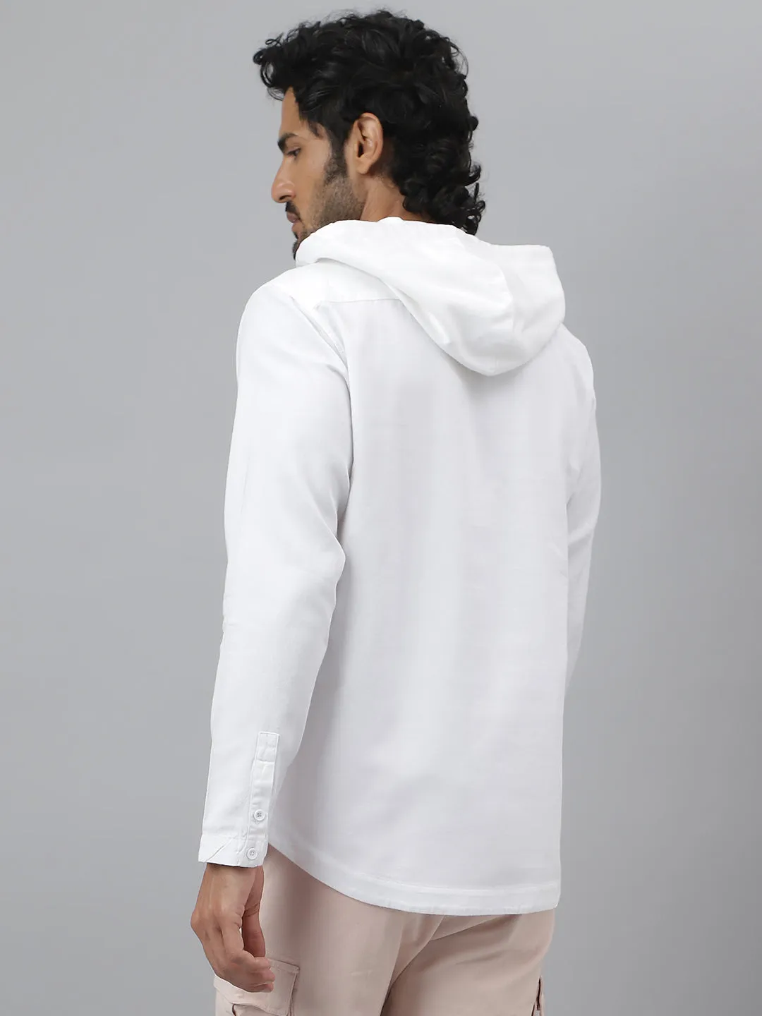 Contrast Detail White Hoodie - Wakai