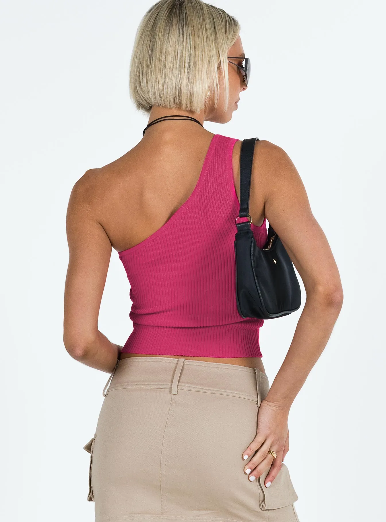 Denham One Shoulder Top Pink