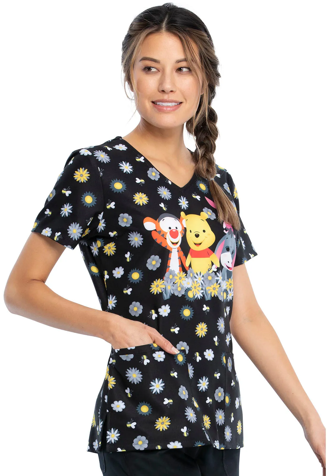 Disney V-Neck Top in Sunshine Pooh