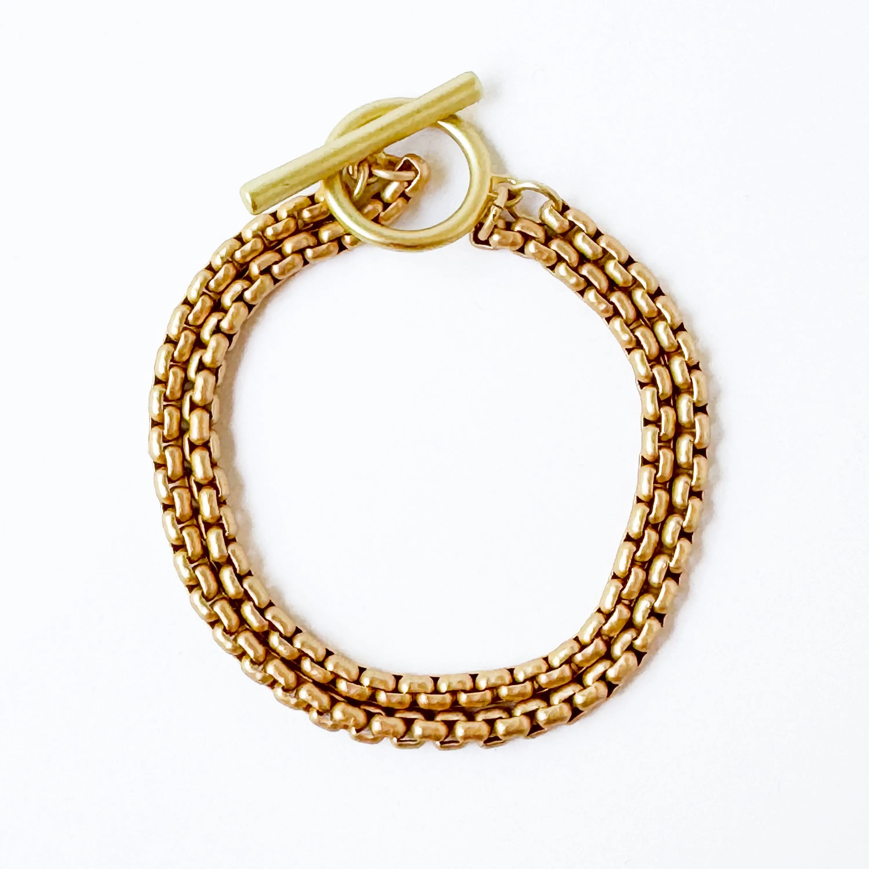 Double Thick Gold Chain Bracelet With Toggle - WS