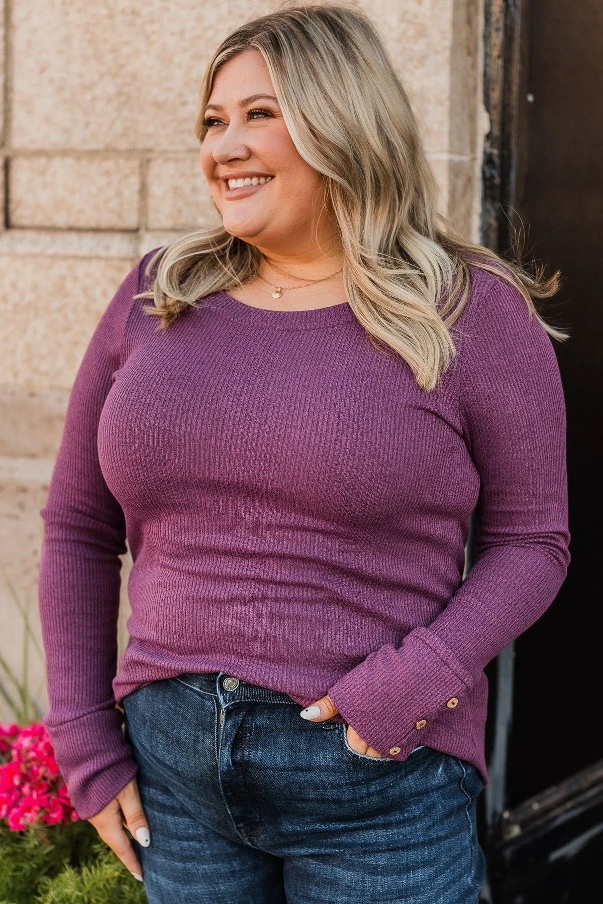 Dreams Of Forever Ribbed Top- Plum