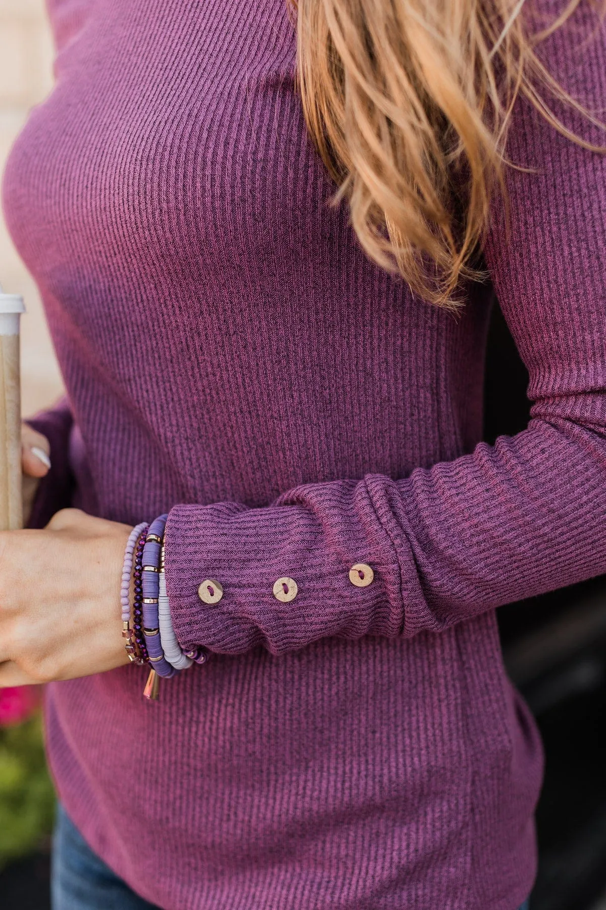 Dreams Of Forever Ribbed Top- Plum