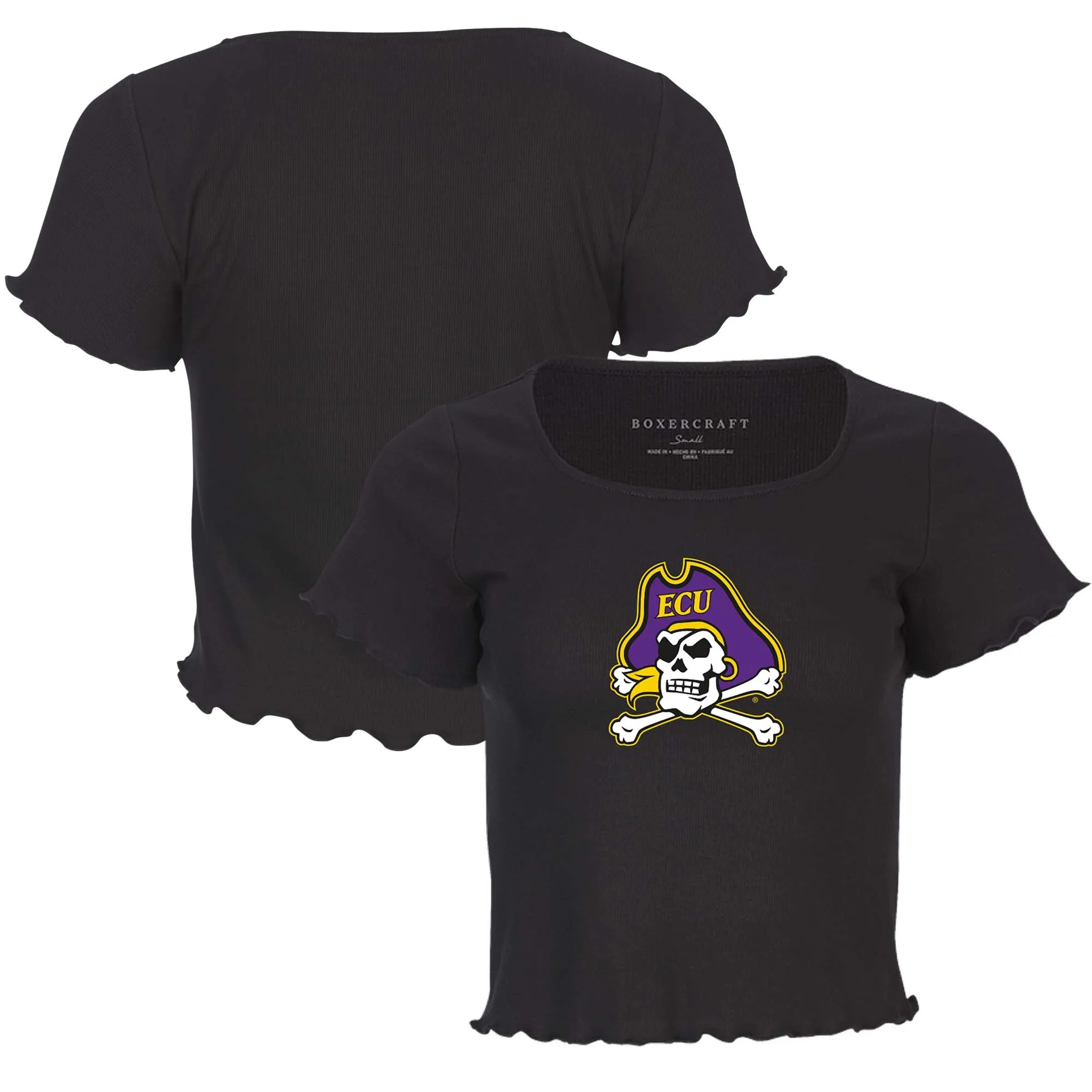 ECU Pirates Women's Black Baby Top T-Shirt