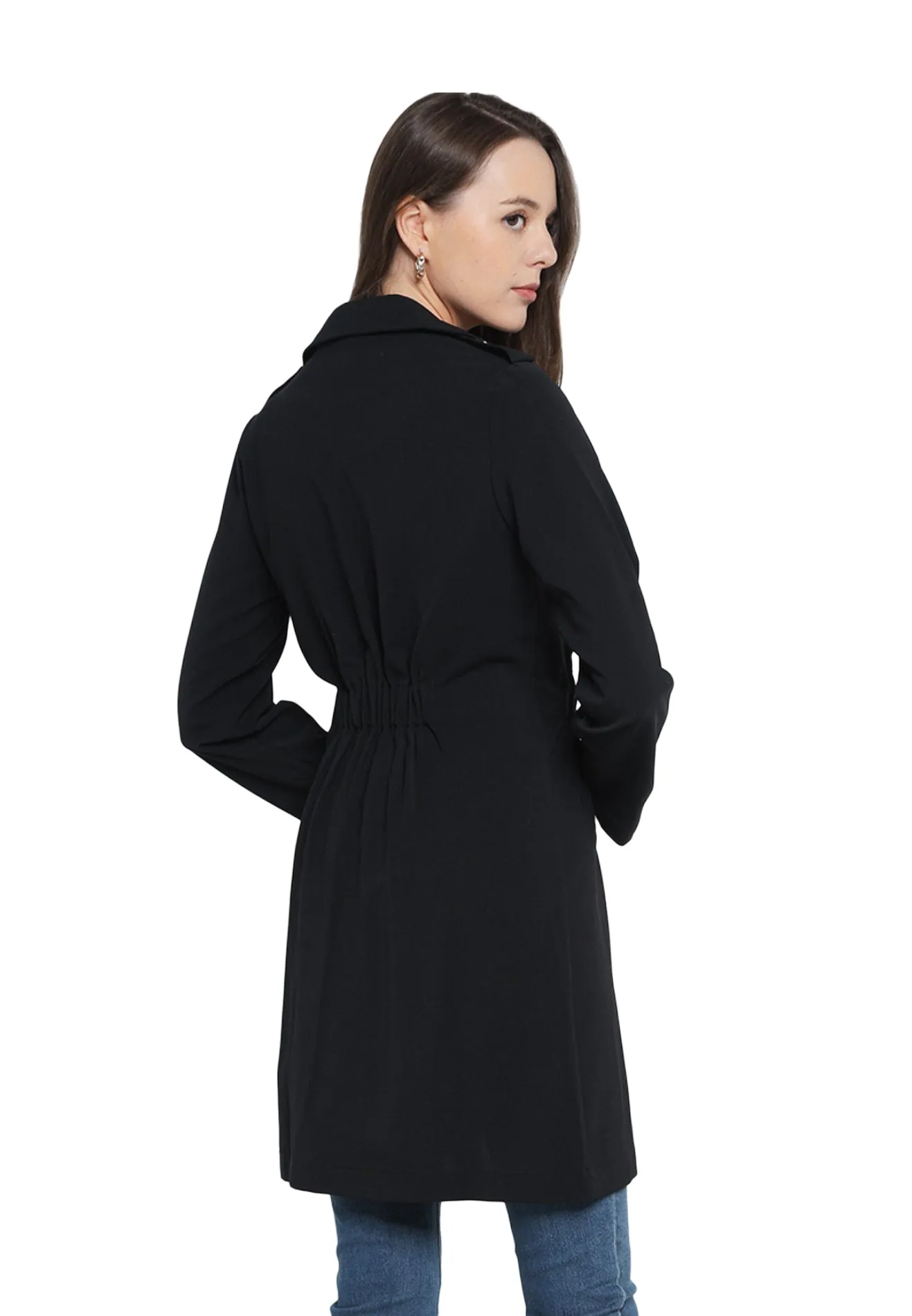 ELLE Apparel Lapel Collar Belted Soft Trench Coat