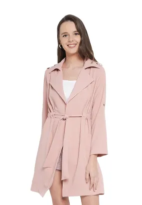 ELLE Apparel Lapel Collar Belted Soft Trench Coat