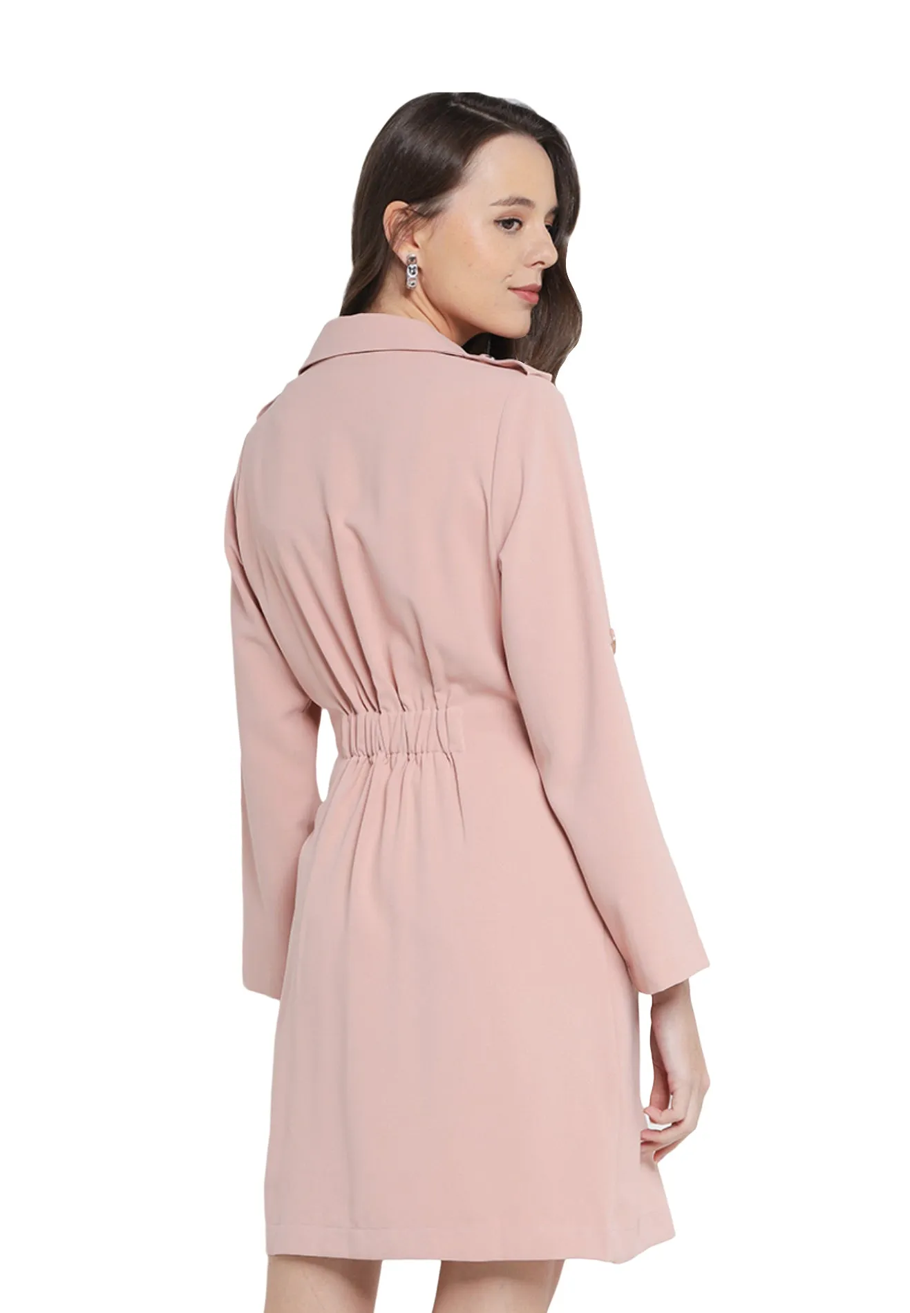 ELLE Apparel Lapel Collar Belted Soft Trench Coat