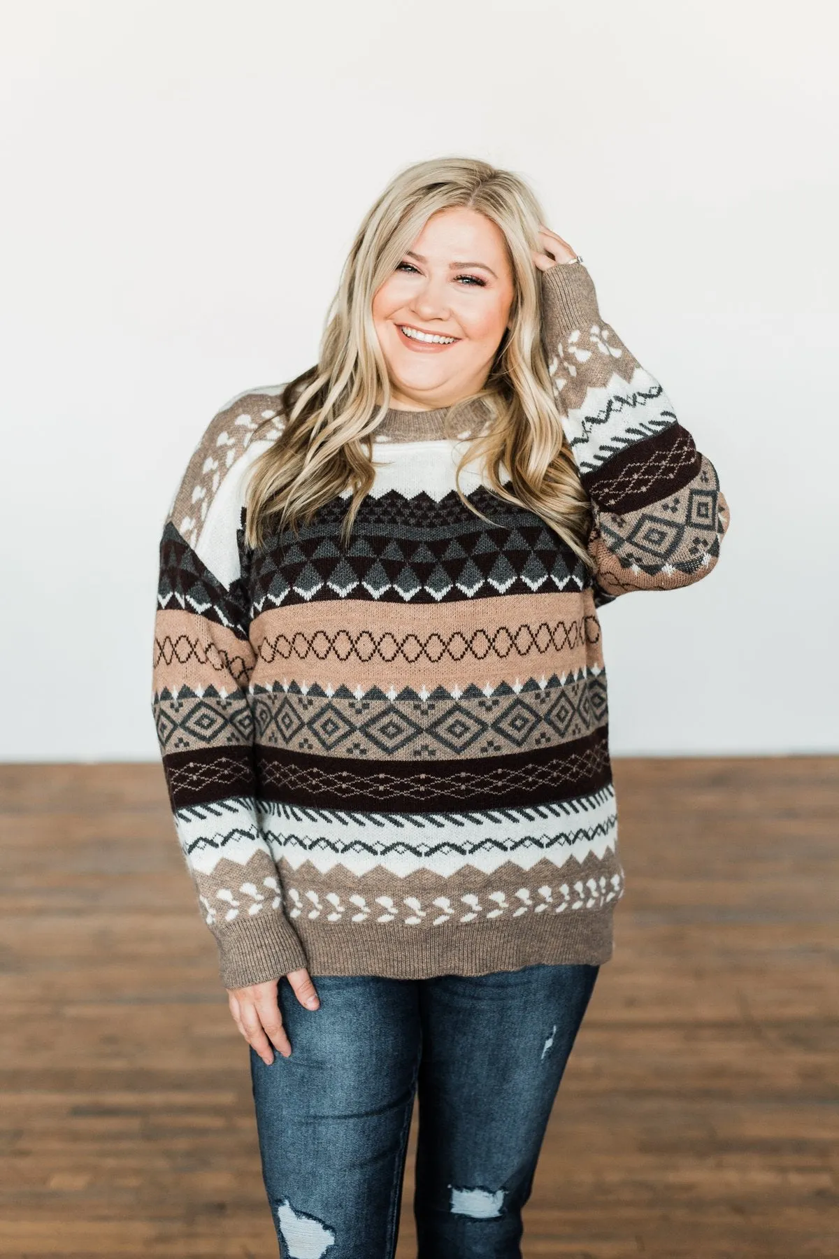 Faithful Feelings Thick Knit Sweater- Taupe, Charcoal, Ivory